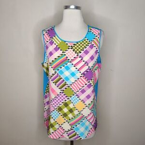 Koos Colorful Patchwork Silk Tank Top